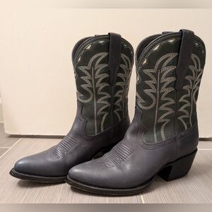 Tecovas The Jolene Cowgirl Cowboy Boots size 7 real genuine leather gray green